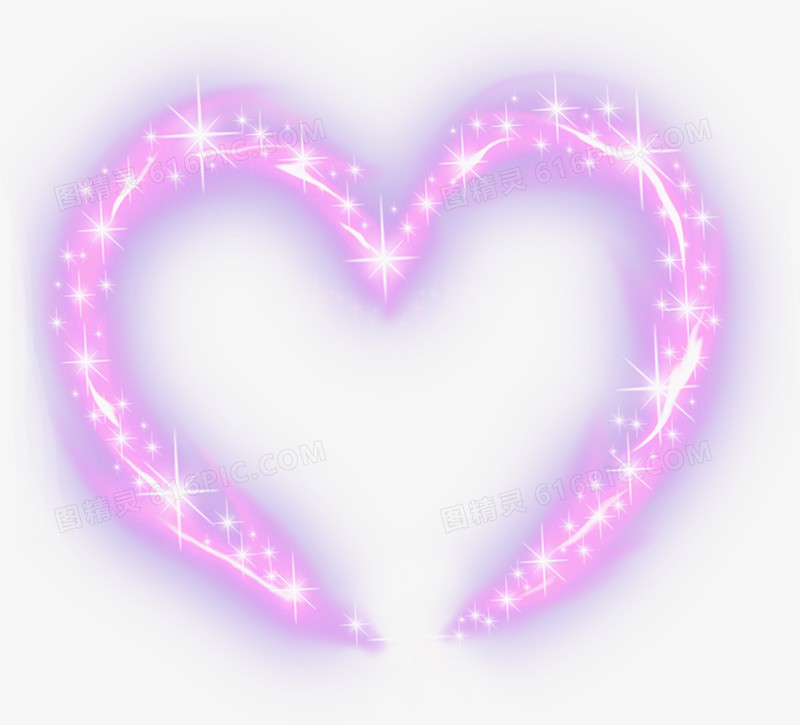 紫色爱心星光免抠PNG图片