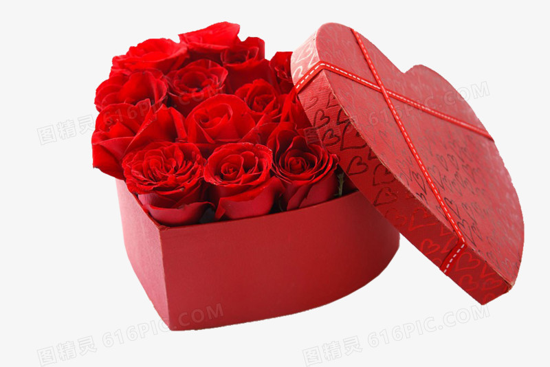 创意合成效果红色的玫瑰花礼盒