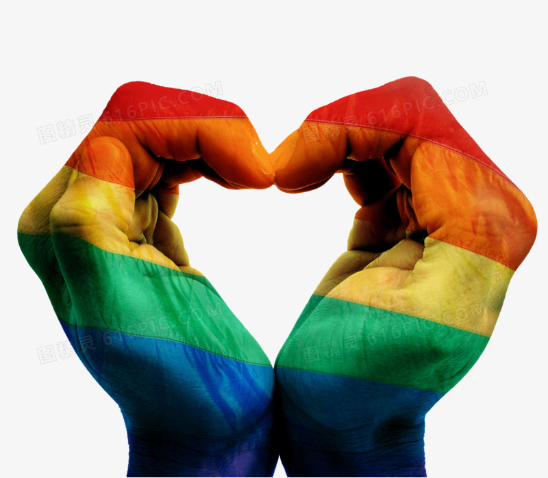 同性恋平等彩虹旗双手心形