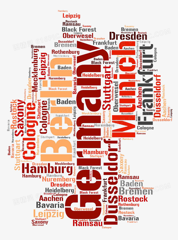 字母组成德国地图高清免扣素材
