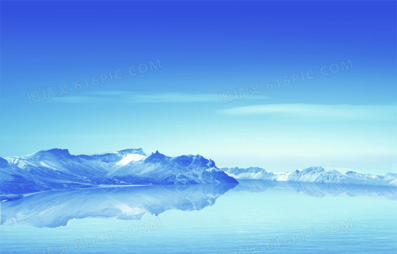 蓝天白云蓝色山峰海水