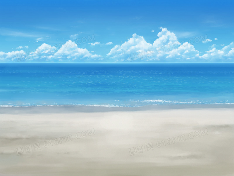 蓝天白云海水沙滩
