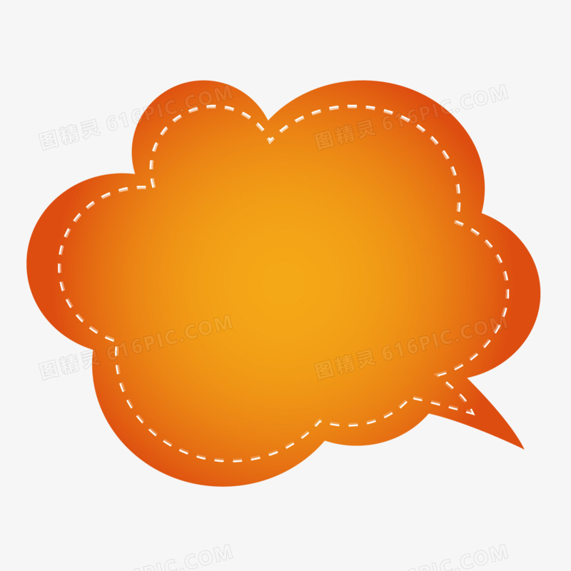 橙色卡通气泡框元素