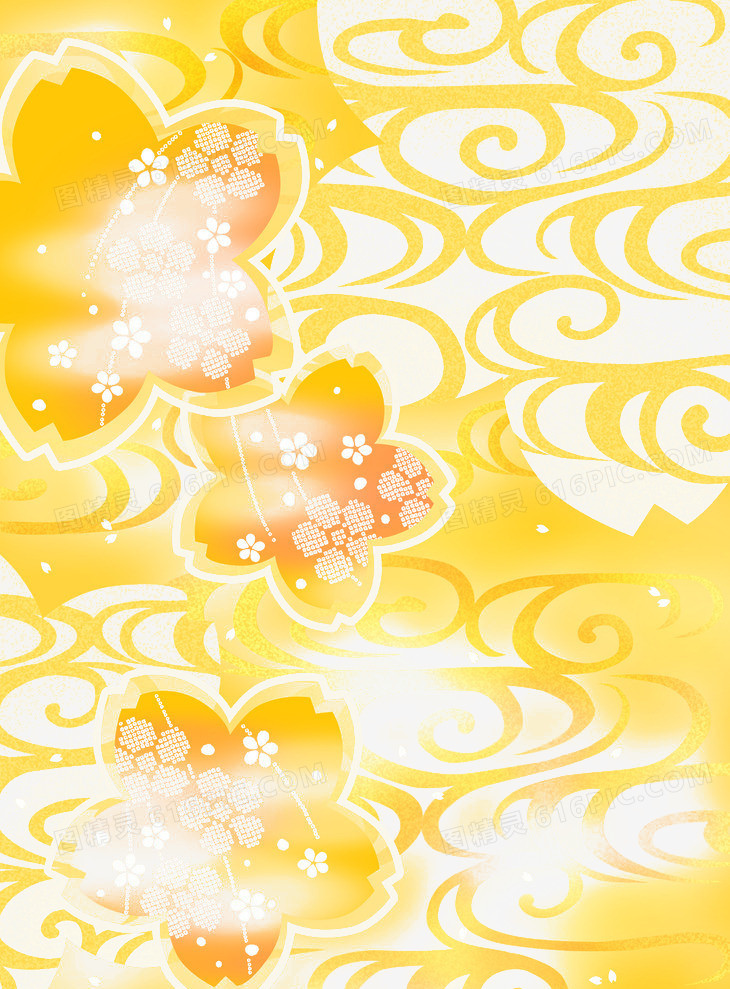 黄色樱花流云纹