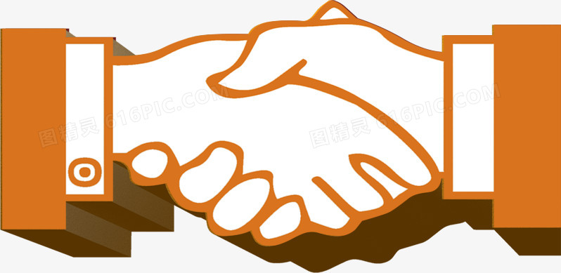 橙色握手礼仪合作商务图案