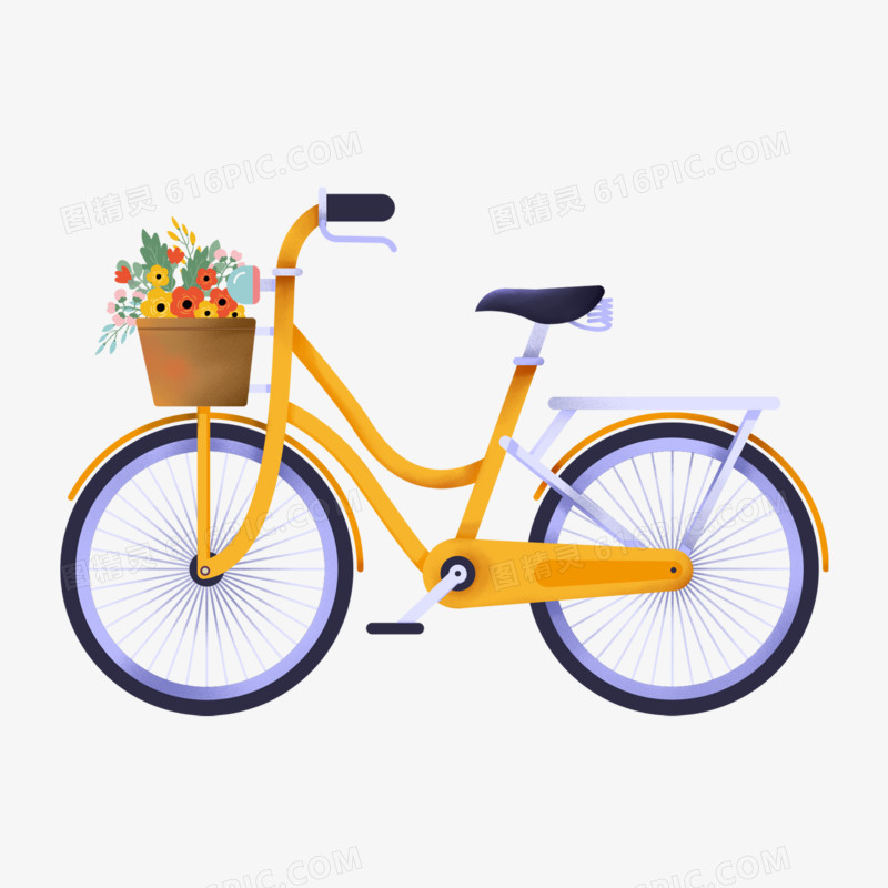 卡通手绘漂亮的自行车免抠元素