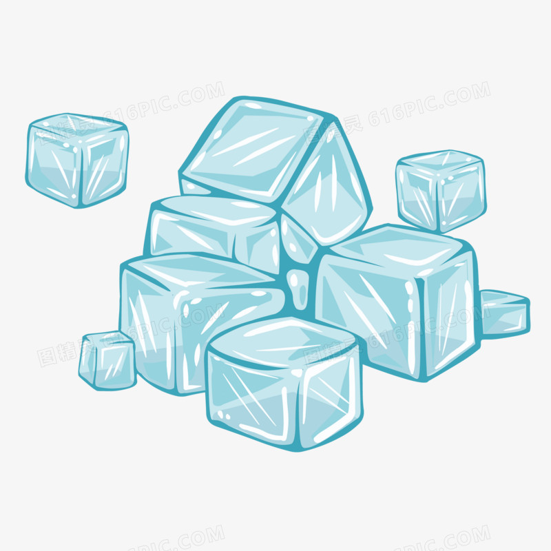 卡通手绘清凉冰块元素