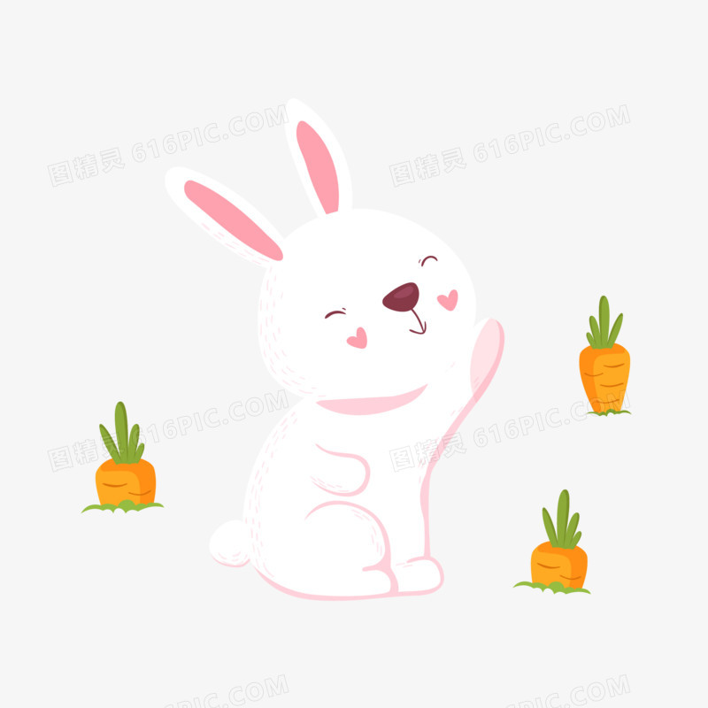 手绘卡通动物小兔子素材