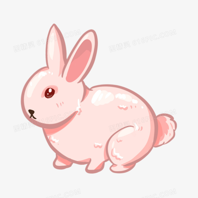 手绘粉色小兔子元素