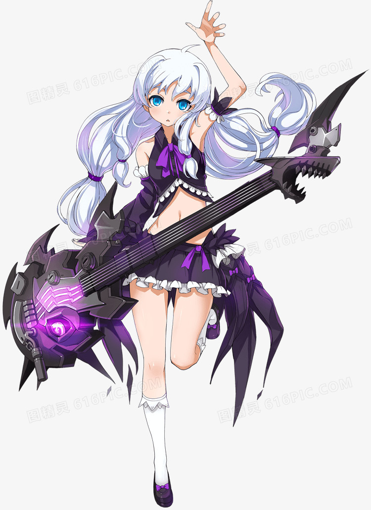 紫色光效武器吉他美女