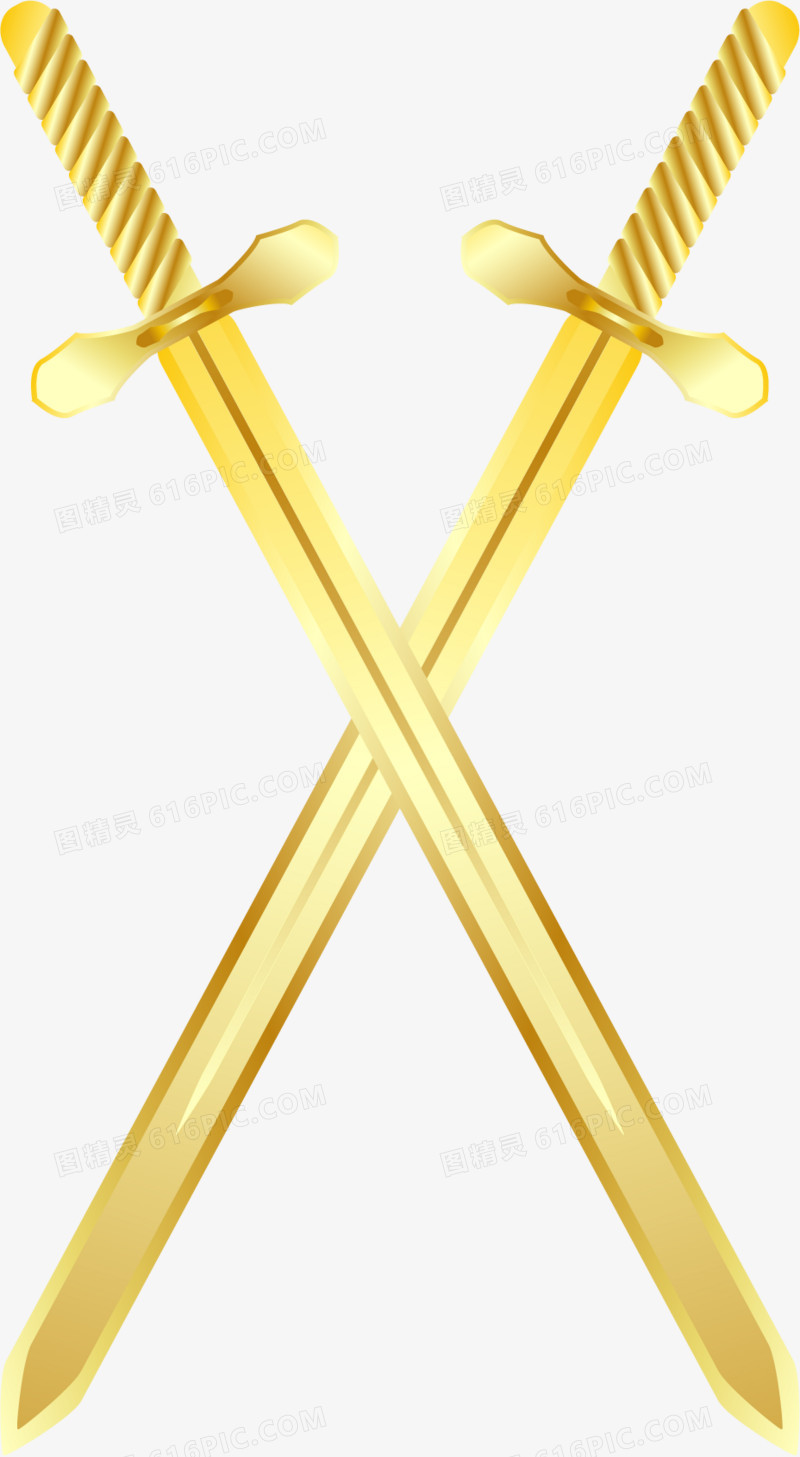 矢量手绘黄金圣剑