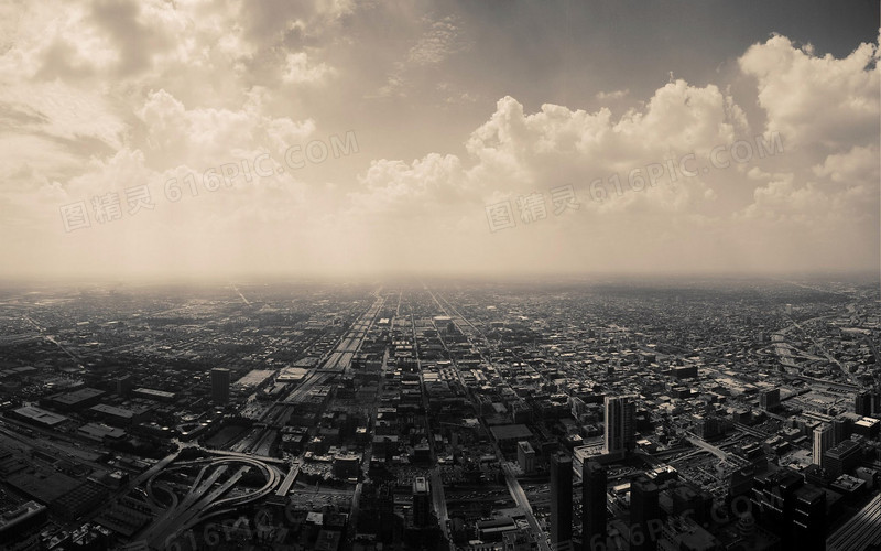黑白雾霾笼罩城市