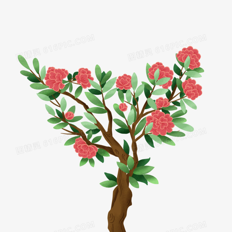 手绘开花的树免抠元素