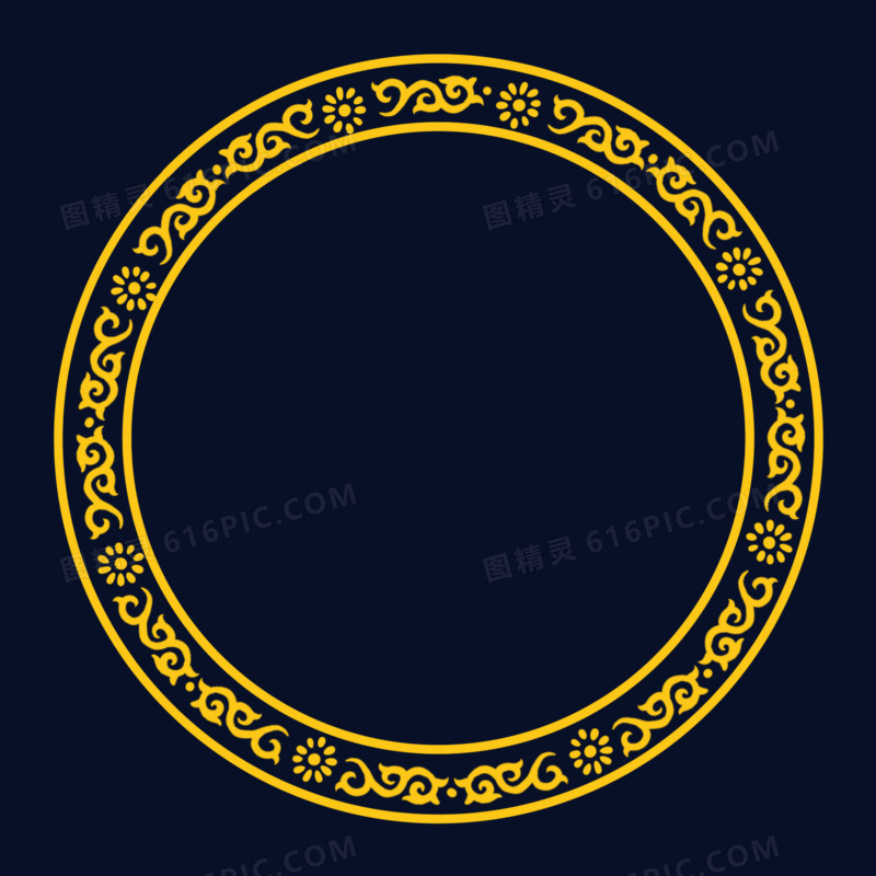 中国风金色圆边框元素