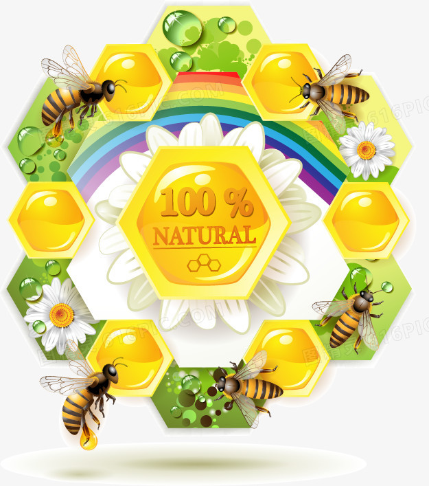 蜜蜂和蜂蜜标签矢量素材