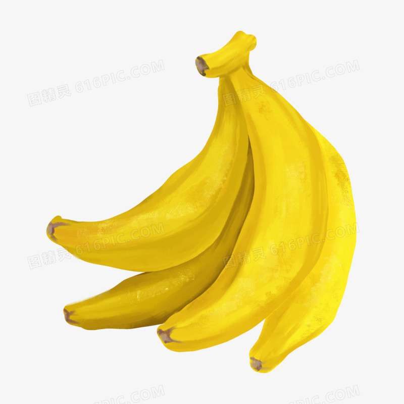 手绘一串水果香蕉免抠元素