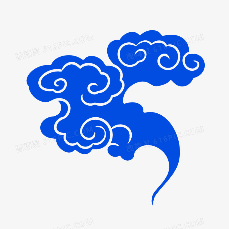 中国古风蓝色祥云装饰元素