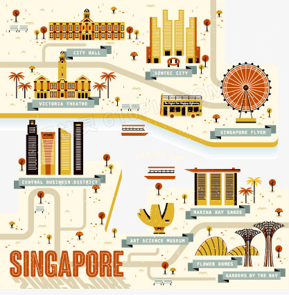 装饰新加坡城市景点娱乐场所分布
