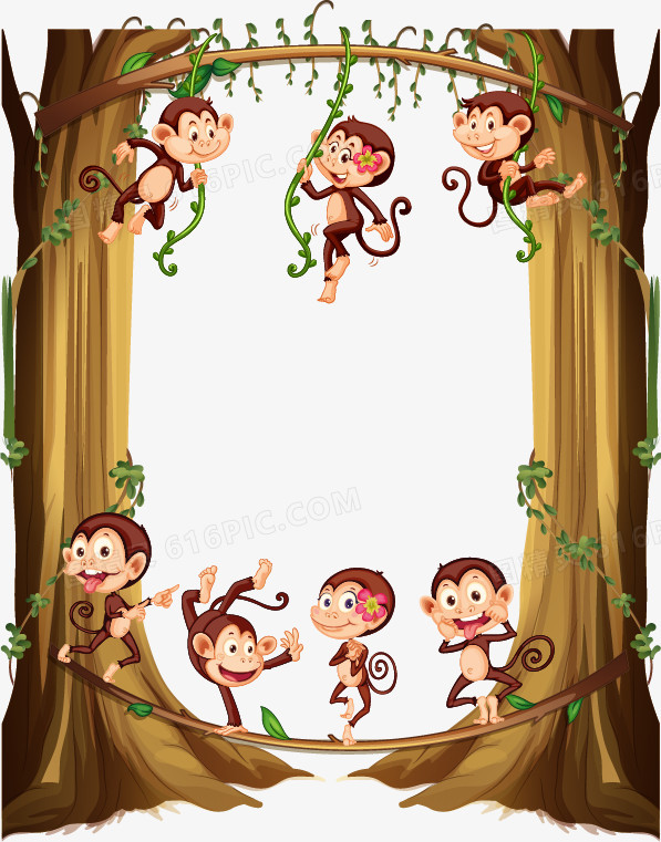 矢量可爱猴子卡通与展板素材