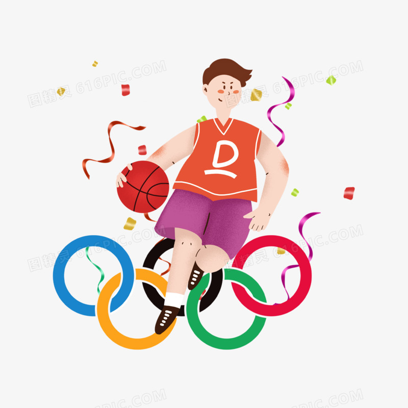 卡通手绘奥运男篮免抠元素
