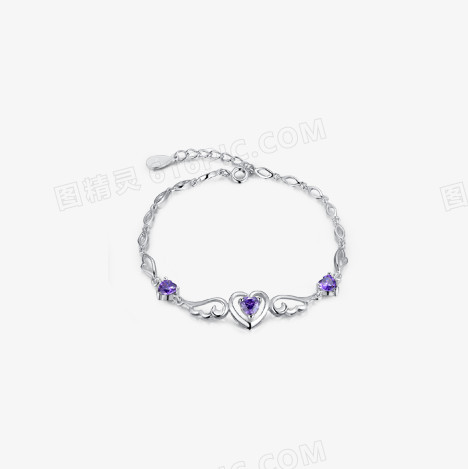 新款s925紫色水晶纯银手链