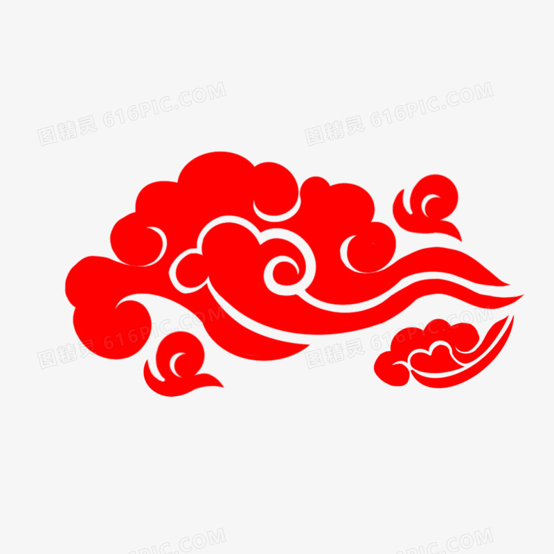 手绘中国风红色祥云装饰素材