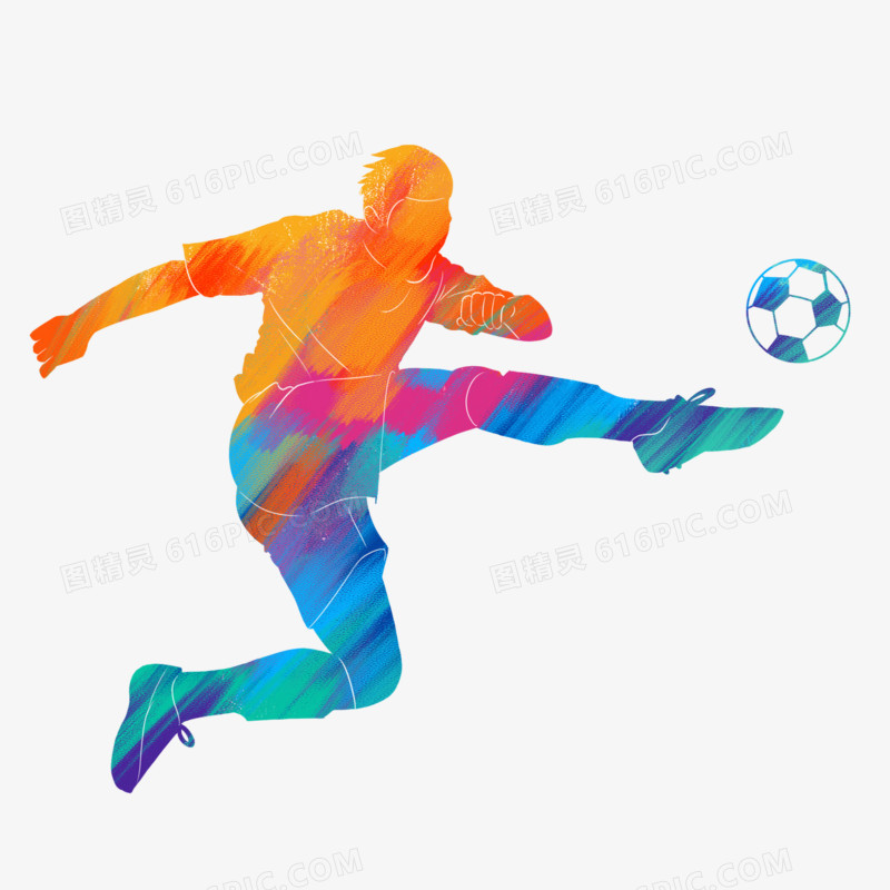 创意水彩体育足球剪影装饰元素