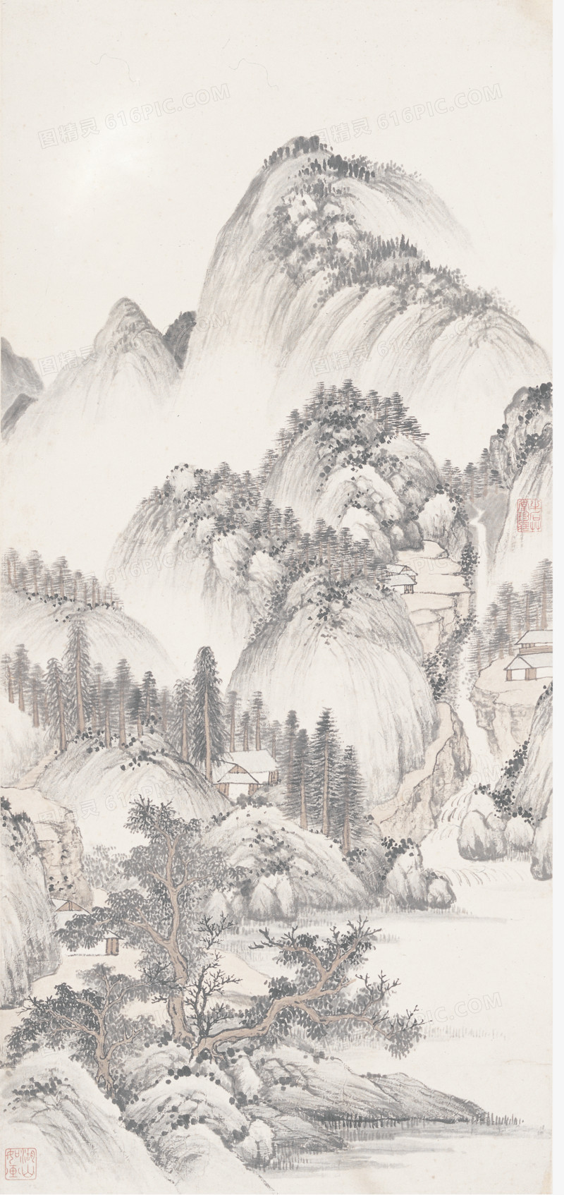 山水画水墨画