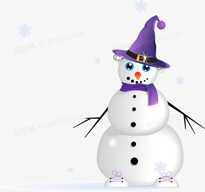 紫色尖尖帽雪人素材