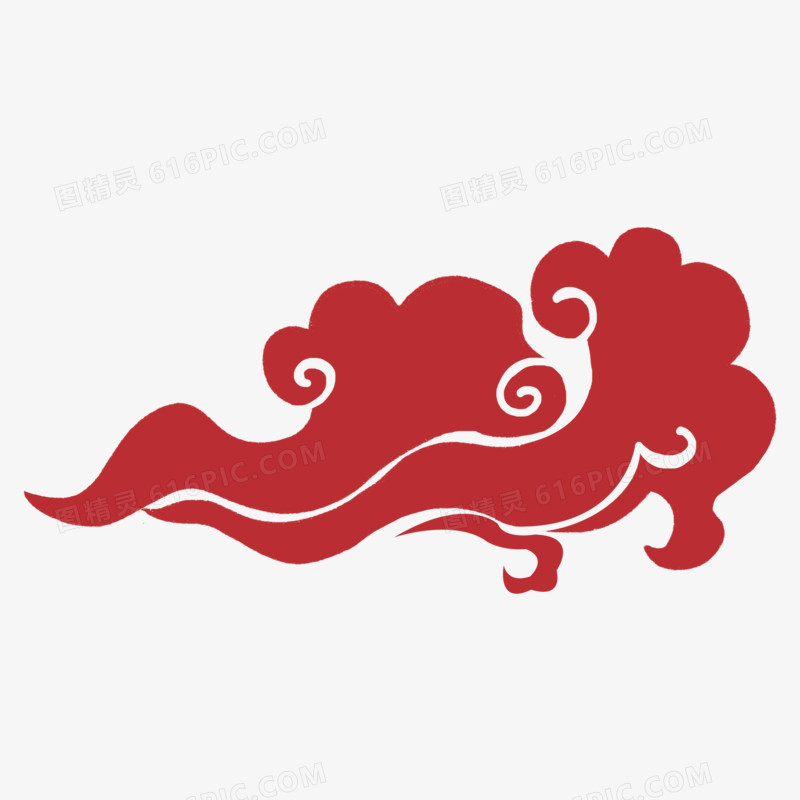 红色中国风祥云装饰元素