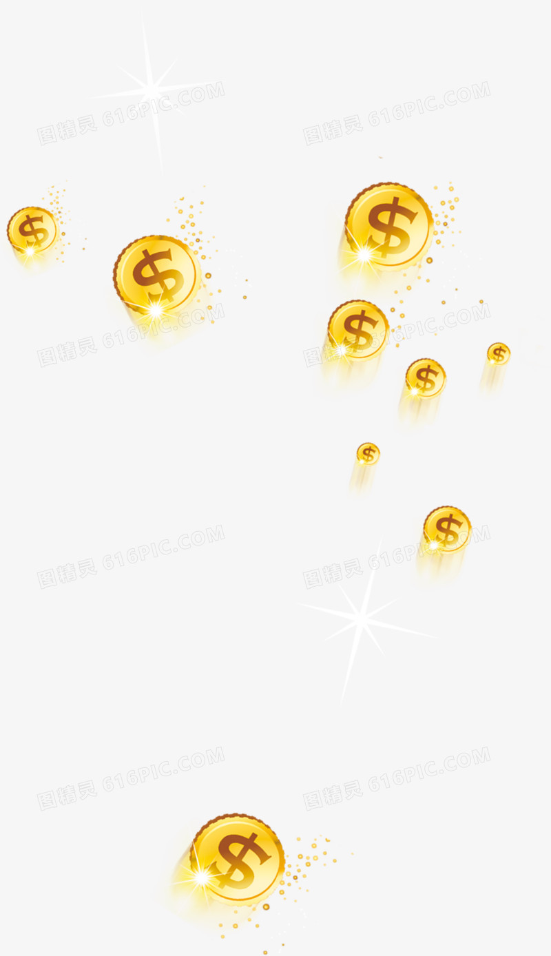 金色漂浮金币装饰配景