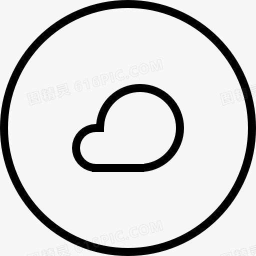 云形状在概述圆形按钮图标