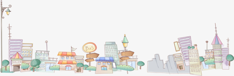 手绘漫画城市美景