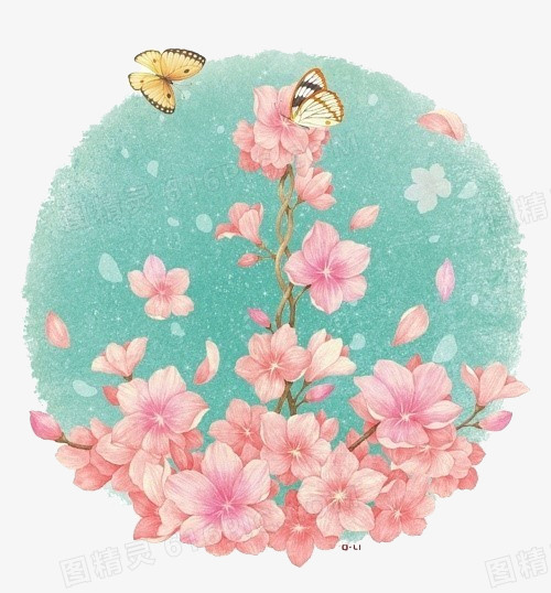 圆盘蝴蝶和花