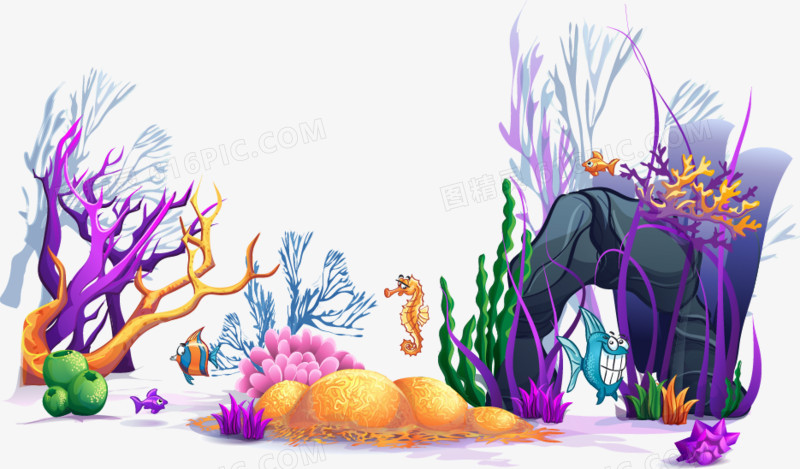 卡通手绘海底珊瑚