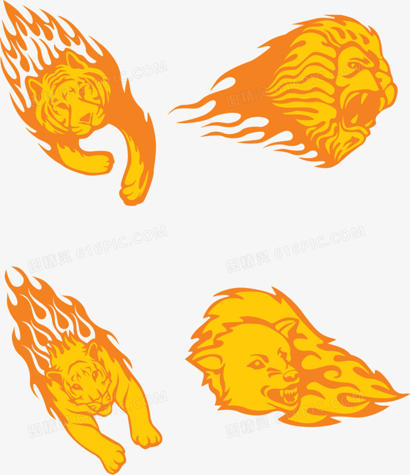 火焰老虎狮子动物特效