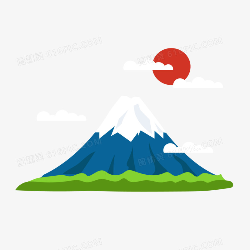 手绘日本富士山免抠元素