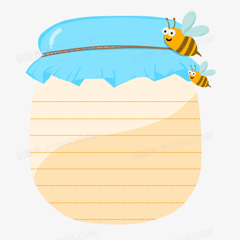 卡通可爱小蜜蜂蜂蜜罐边框元素