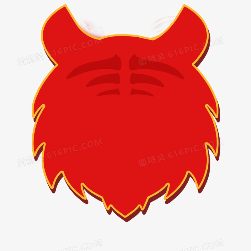 红色动物虎头轮廓装饰素材