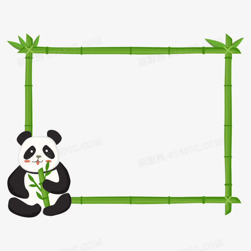 卡通动物熊猫竹子边框