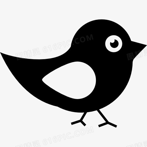 黑色和白色羽毛的鸟图标