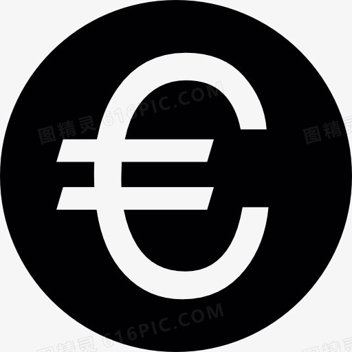 欧元的圆形按钮图标