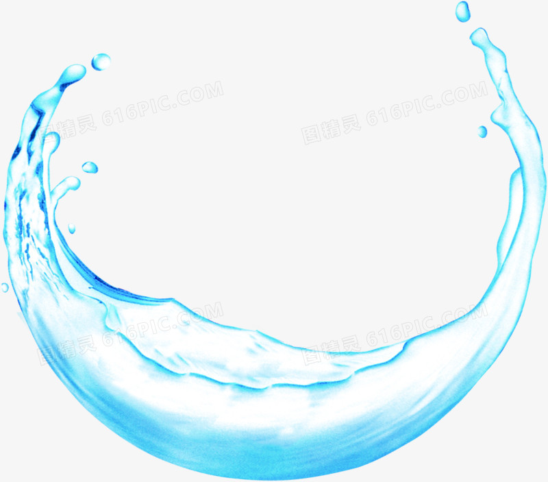 手绘蓝色圆形水滴