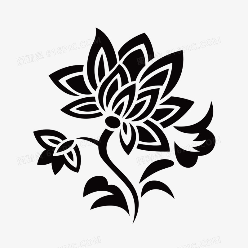 中国民族黑色的剪纸花
