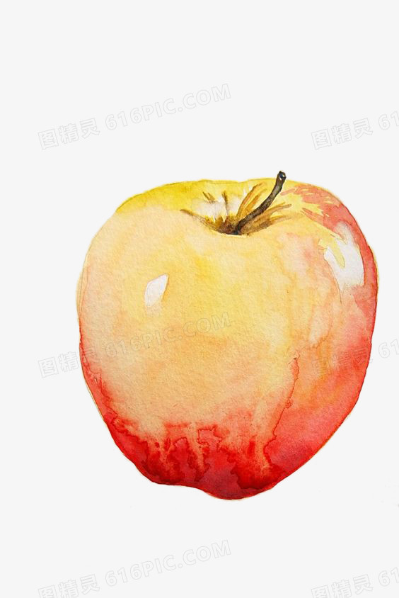 手绘水彩苹果