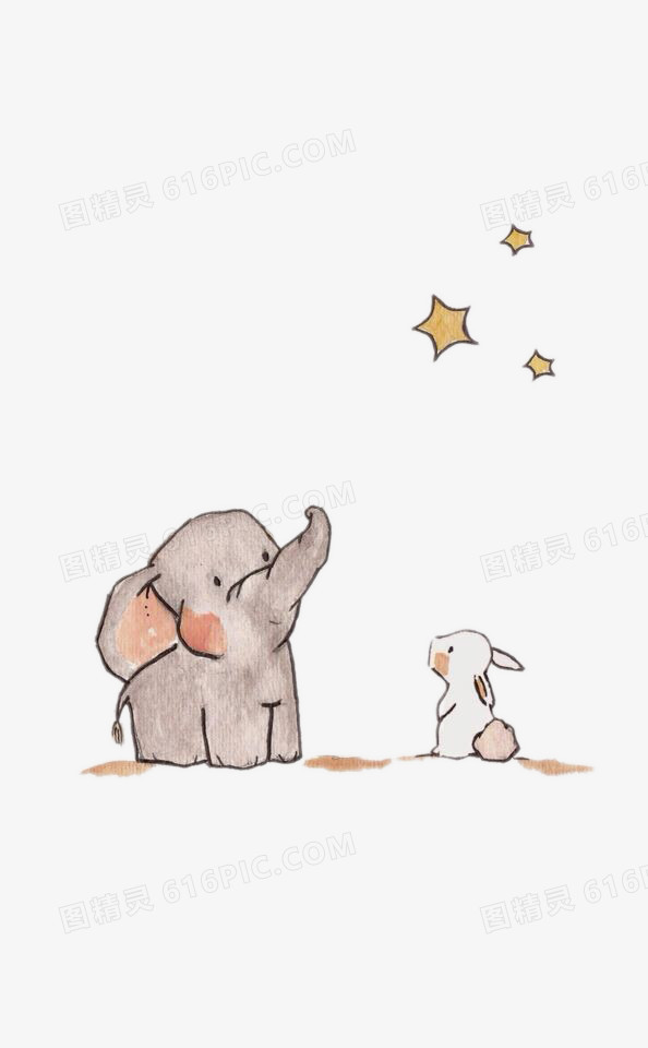 小象与小兔子看星星