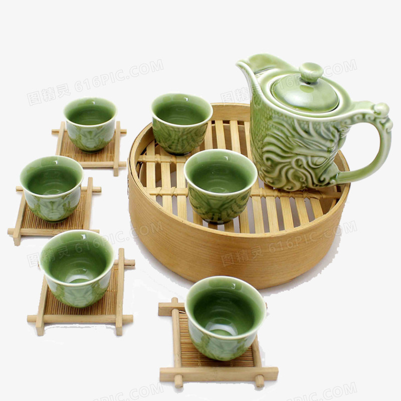 茶具陶瓷茶具整套茶具功夫茶具茶盘龙凤青瓷茶具