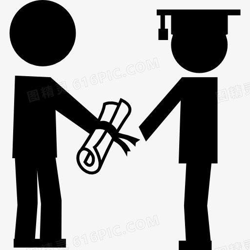 毕业生接收他的文凭图标