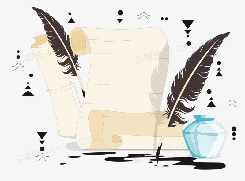 古典欧式羽毛蘸水笔与牛皮信纸