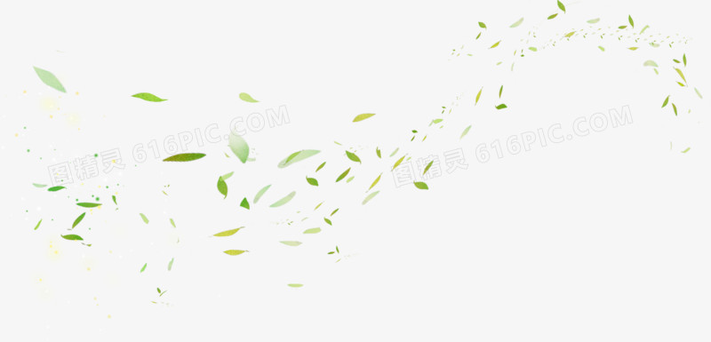 手绘绿色漂浮树叶优雅